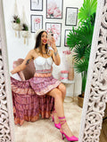 Gonna asimmetrica rosa e pesca