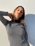 Abito in maglia a fantasia nero e bianco