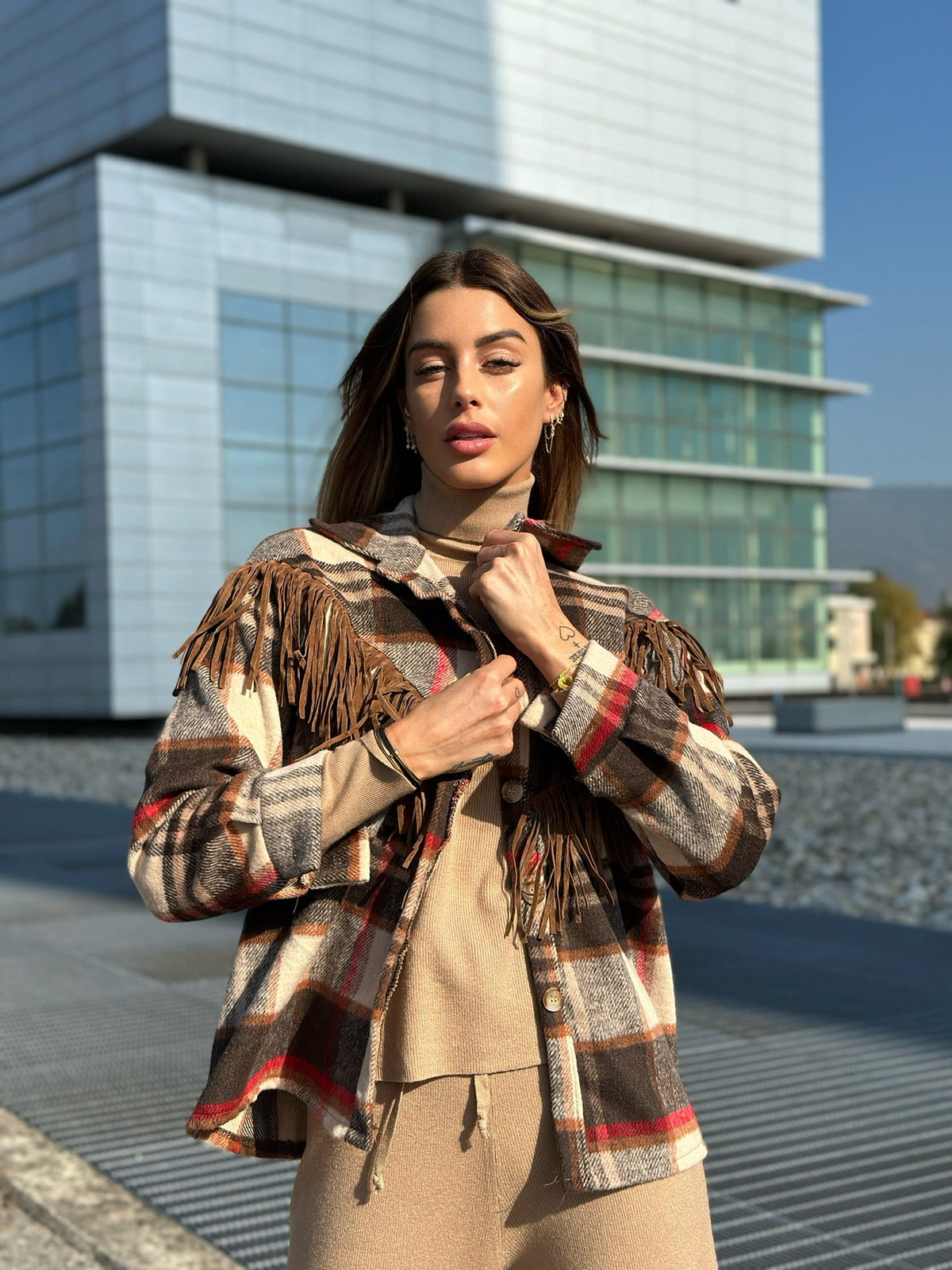 Giacca con frange nude