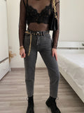 Jeans wide leg grigio