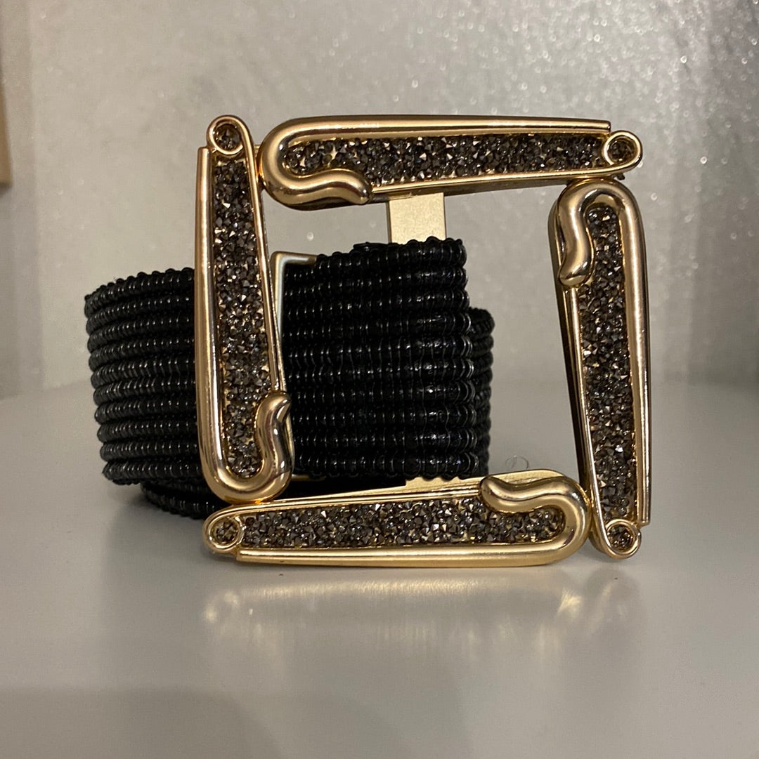 Cinturone glitter nero