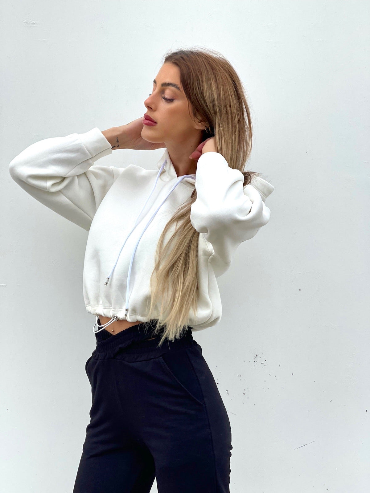 Felpa con elastico bianca