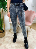 jeans nero con cintura