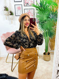 Body con fiori base nera