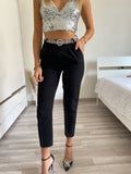 Completo giacca e pantalone strass nero