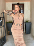 Completo top e gonna nude