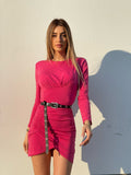 Abito aderente con arricciatura laterale Fuxia