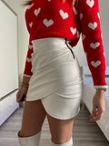 Gonna in ecopelle con zip laterale bianca