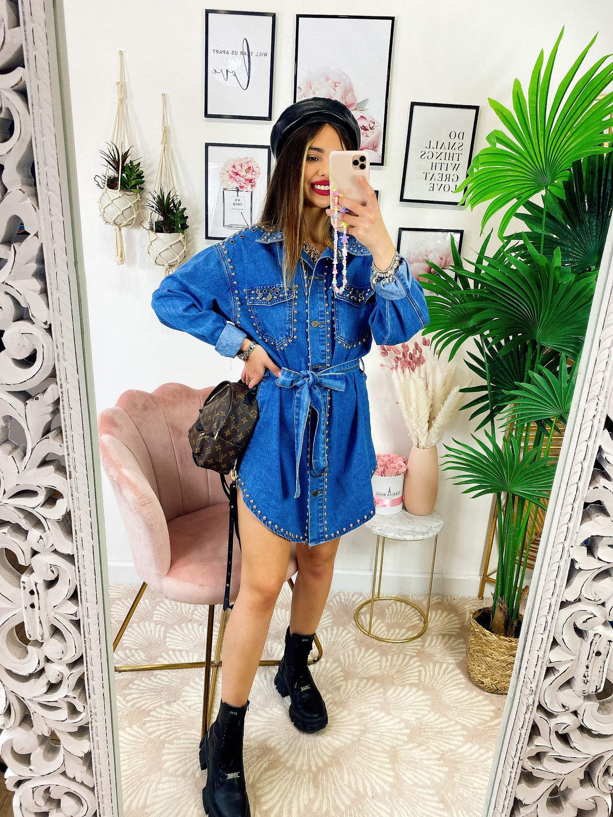 Abito Denim con borchie