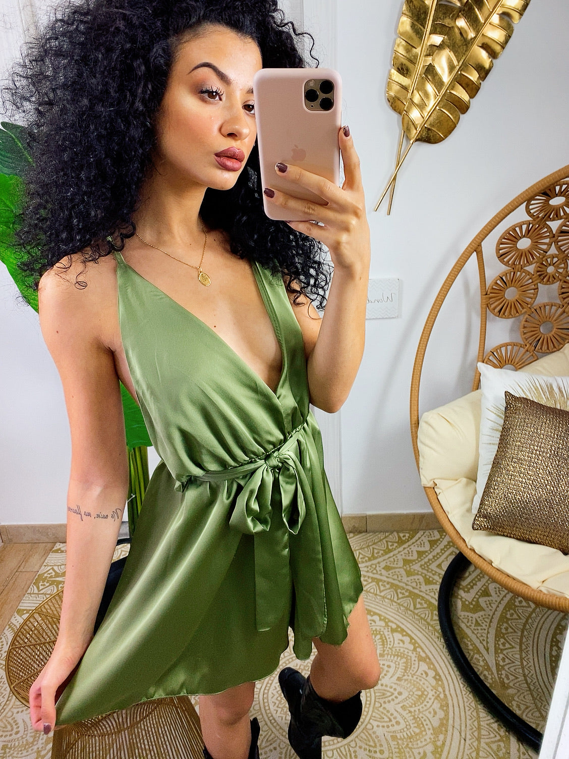 Tutina gioia satin verde militare