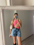 Top a fascia rosa barbie