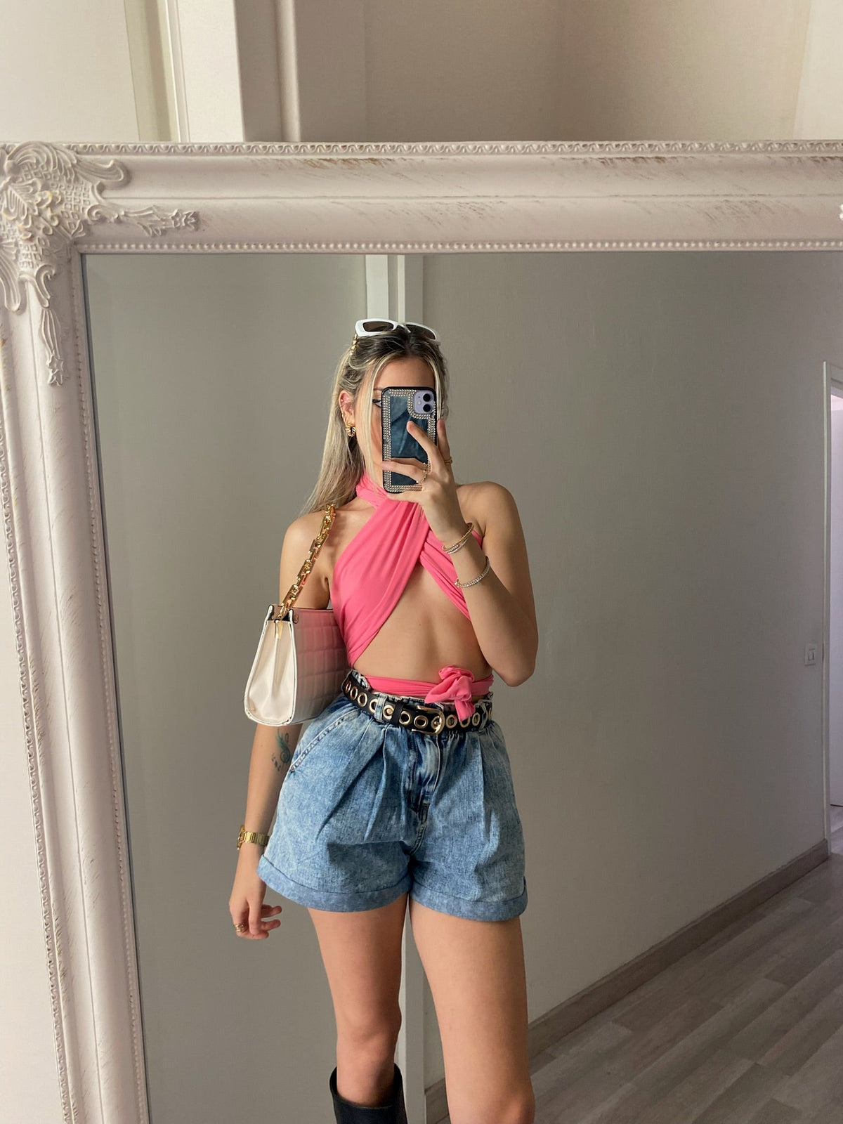 Top a fascia rosa barbie