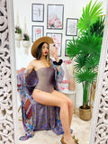 Kimono in seta etnico base lilla