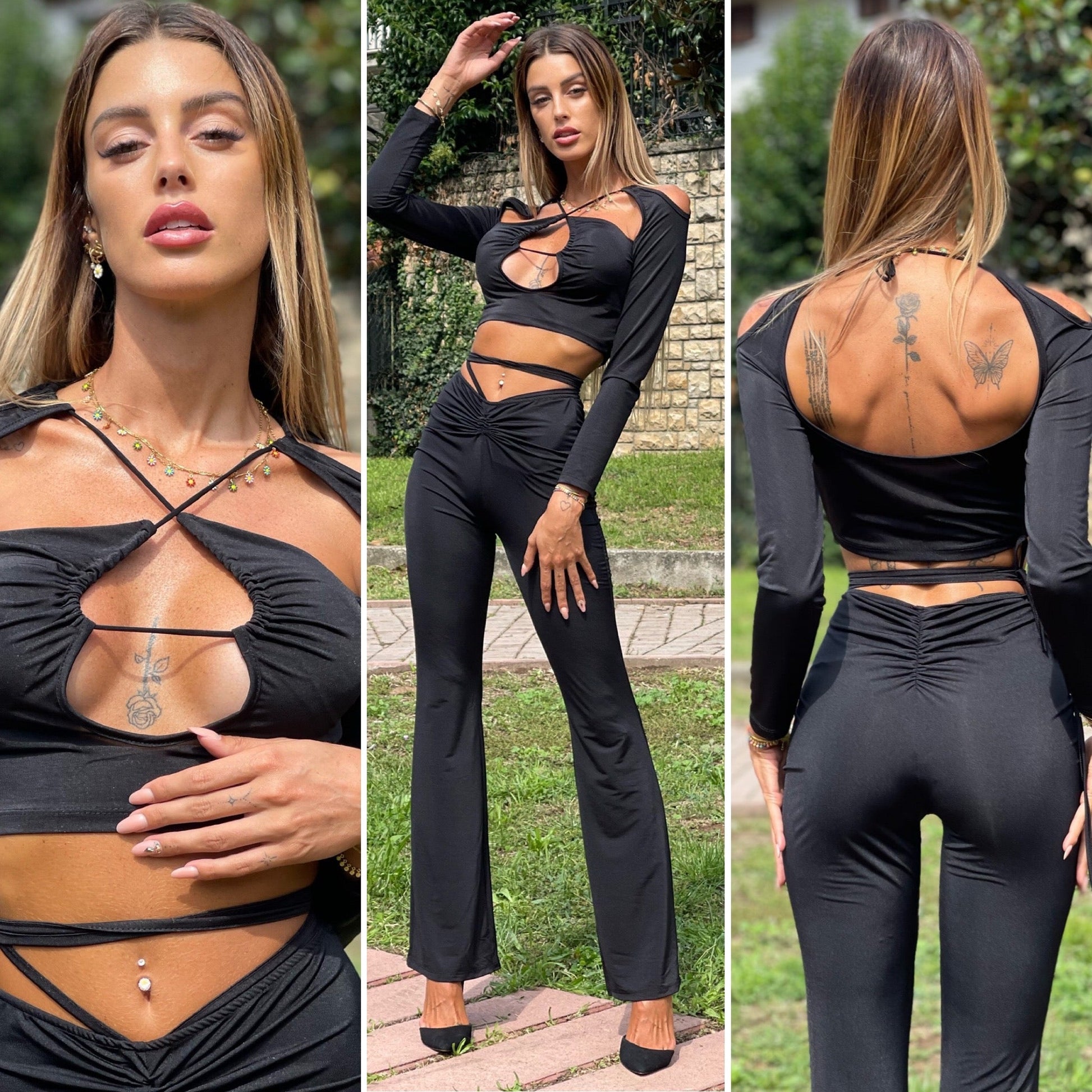Completo comfy incrociato nero