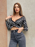 Maglione crop Bianco e nero