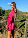 Abito in raso fuxia