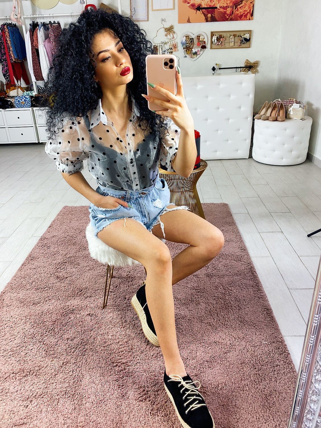 Levi’s Short Vintage con strappi senza tasca borchiati