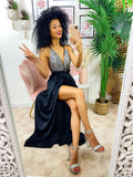 Dress Afrodite con paillettes nero e argento