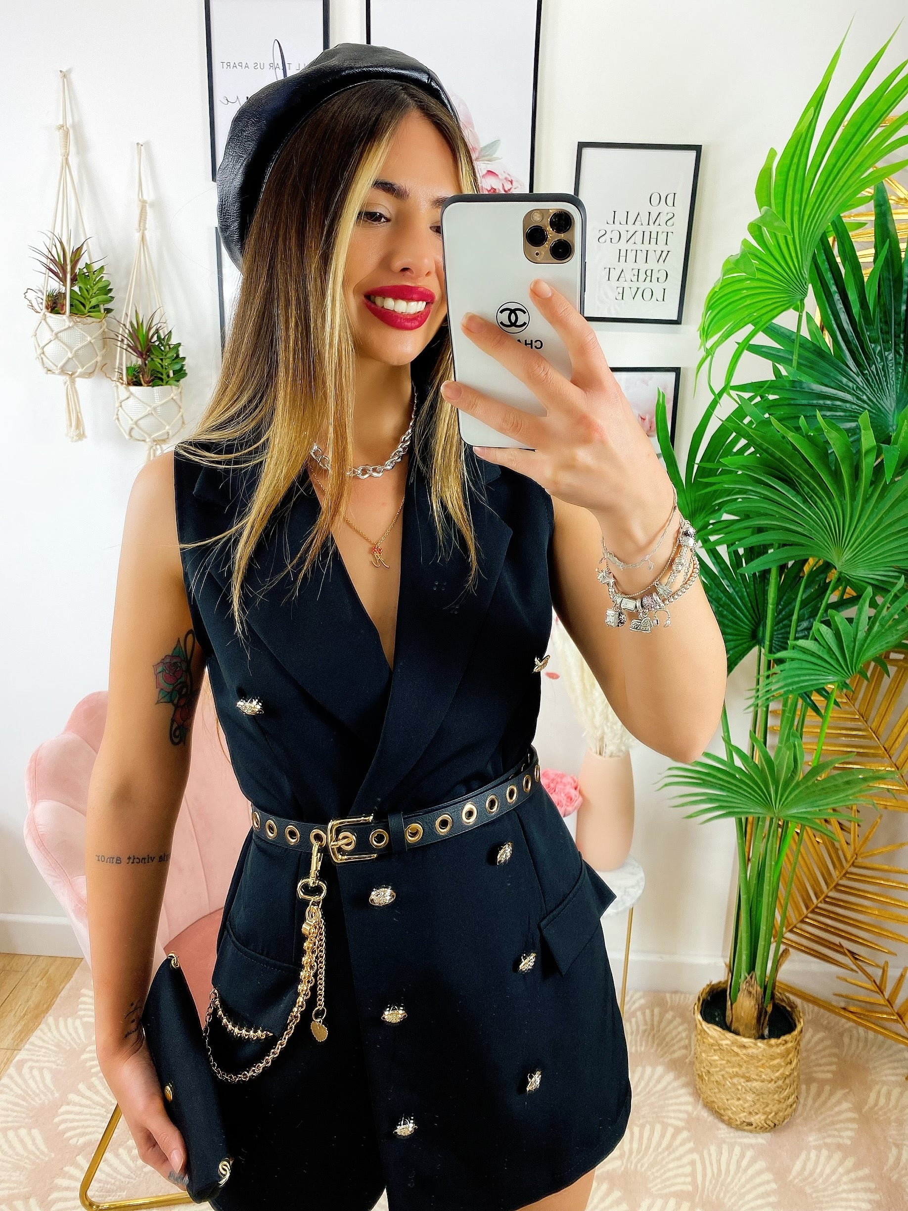 Tutina a Blazer con borsetta Nero