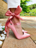Décolleté Rosa con lacci in raso