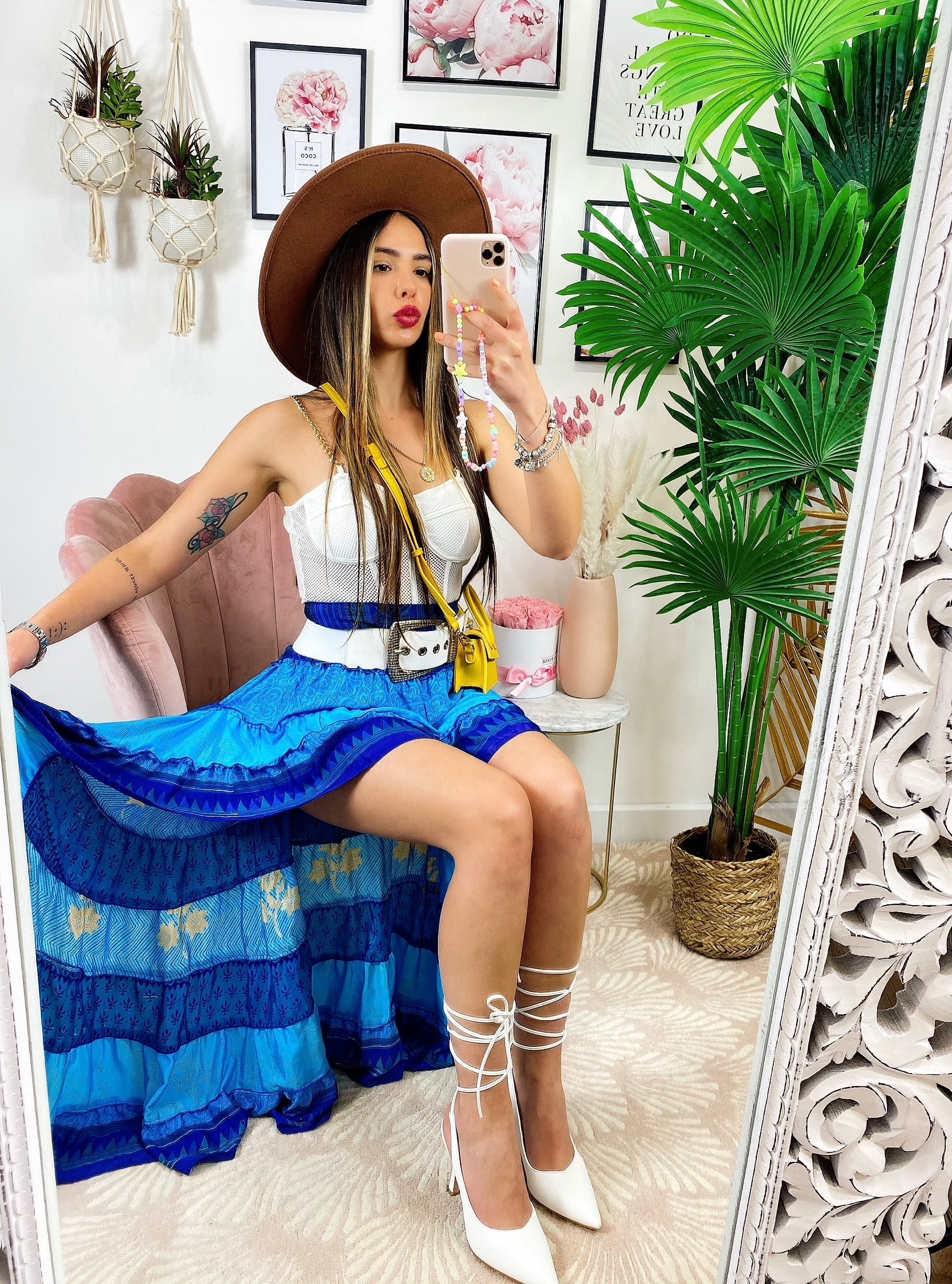 Gonna asimmetrica Celeste e blu