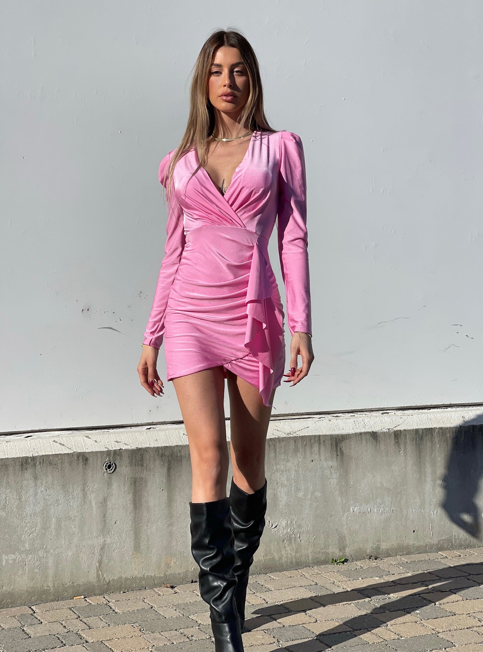 Abito con fusciacca rosa