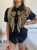Camicia nera con ricami oro