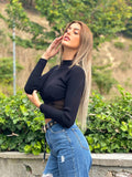 Maglioncino crop con trasparenze