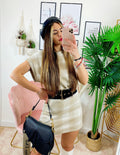 Set gonna e maglia crop beige