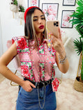 Camicia smanicata con borsetta base Rosa