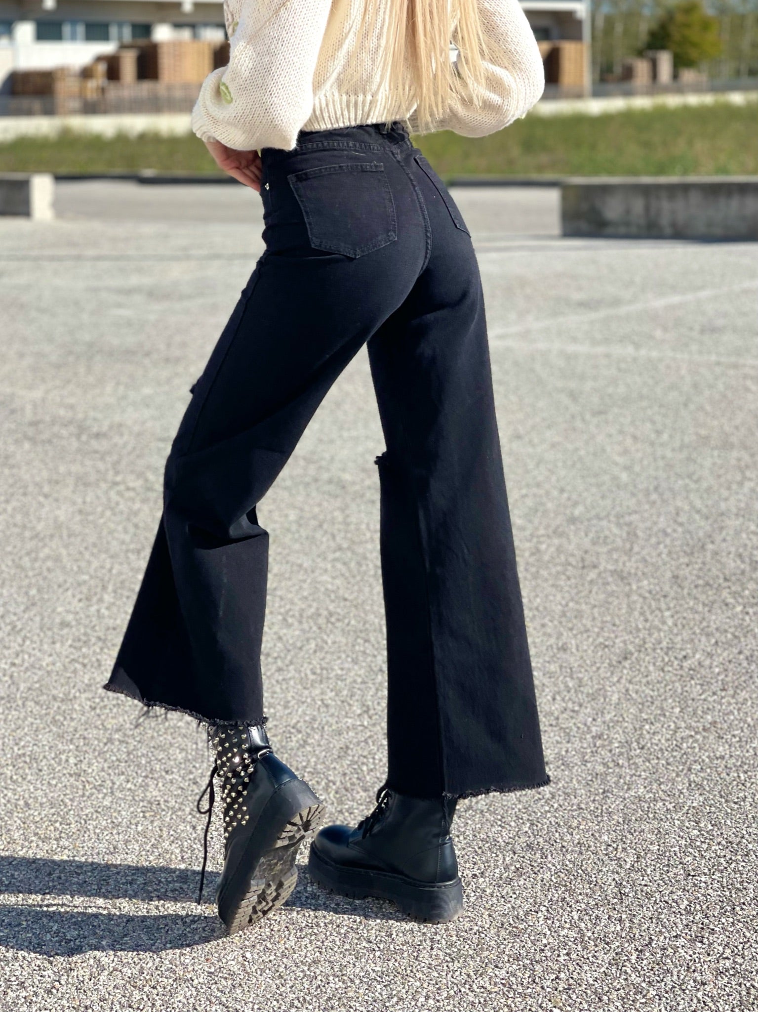 Jeans wide leg nero
