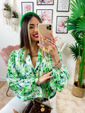 Camicia fiorata sfumature verdi