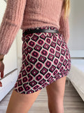 Gonna in tweed Fuxia a rombi