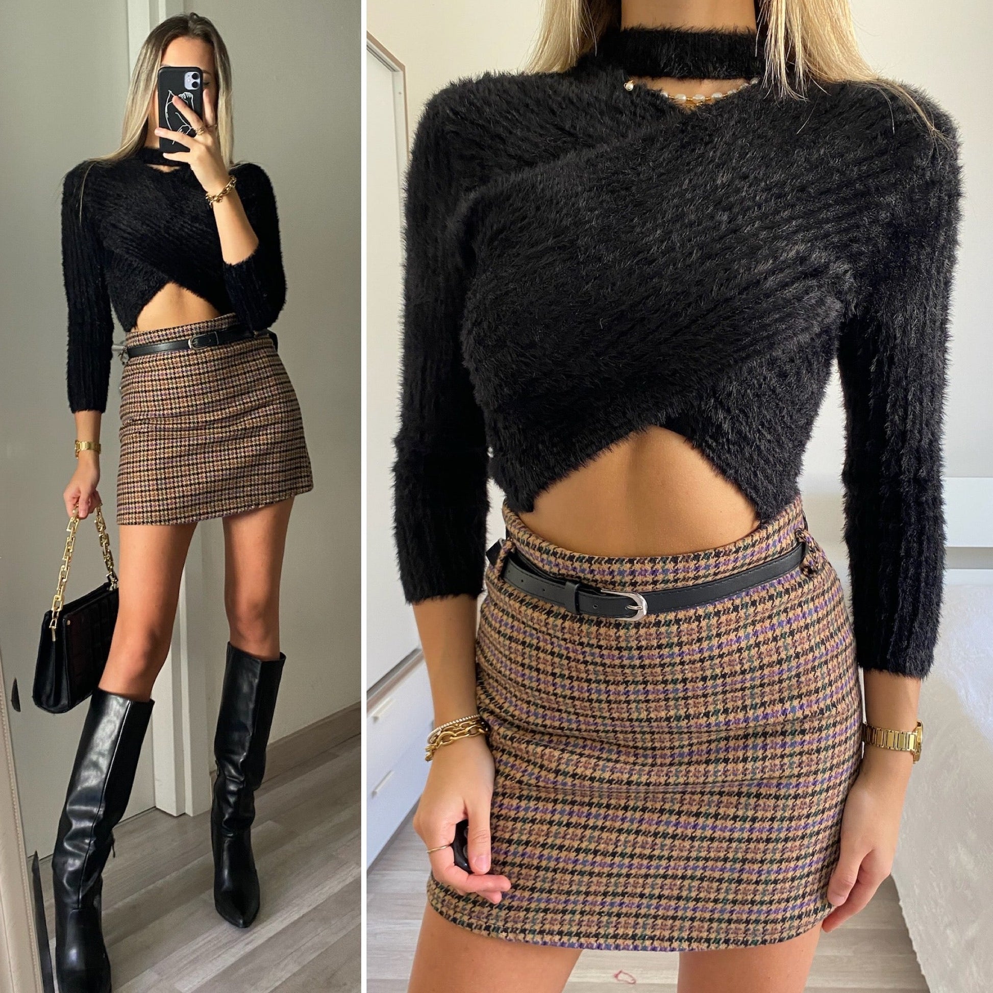 Maglioncino morbidissimo nero con choker