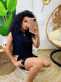 Completo sportivo maglia e pantaloncino nero e lilla