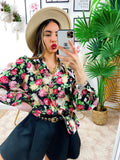 Camicia floreale con borsetta