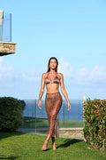 Bikini maculato trama scura con gonna