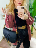 Cardigan manica lunga con perle peonia