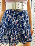 Gonna a balze fiori blu e rosa