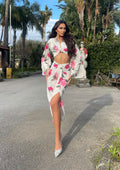 Completo top e gonna con fiori