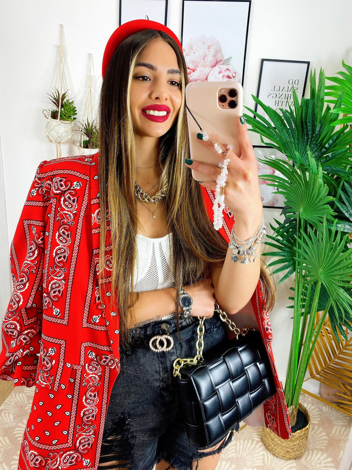 Giacca effetto bandana Rossa
