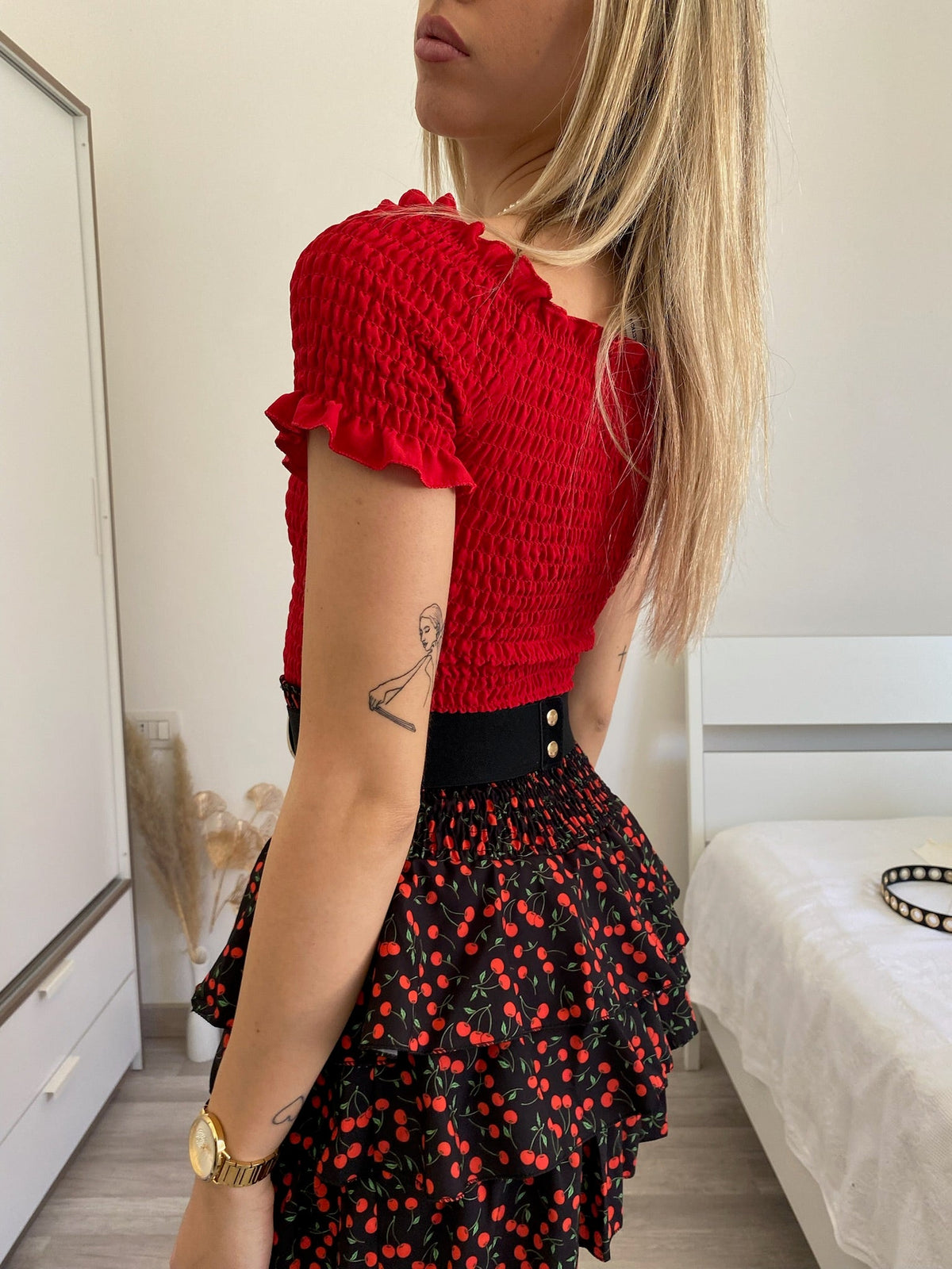 Top plissettano rosso