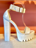 Sandali croco tacco alto bianco