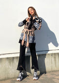 Cardigan con frange e cinta dettaglio Cipria