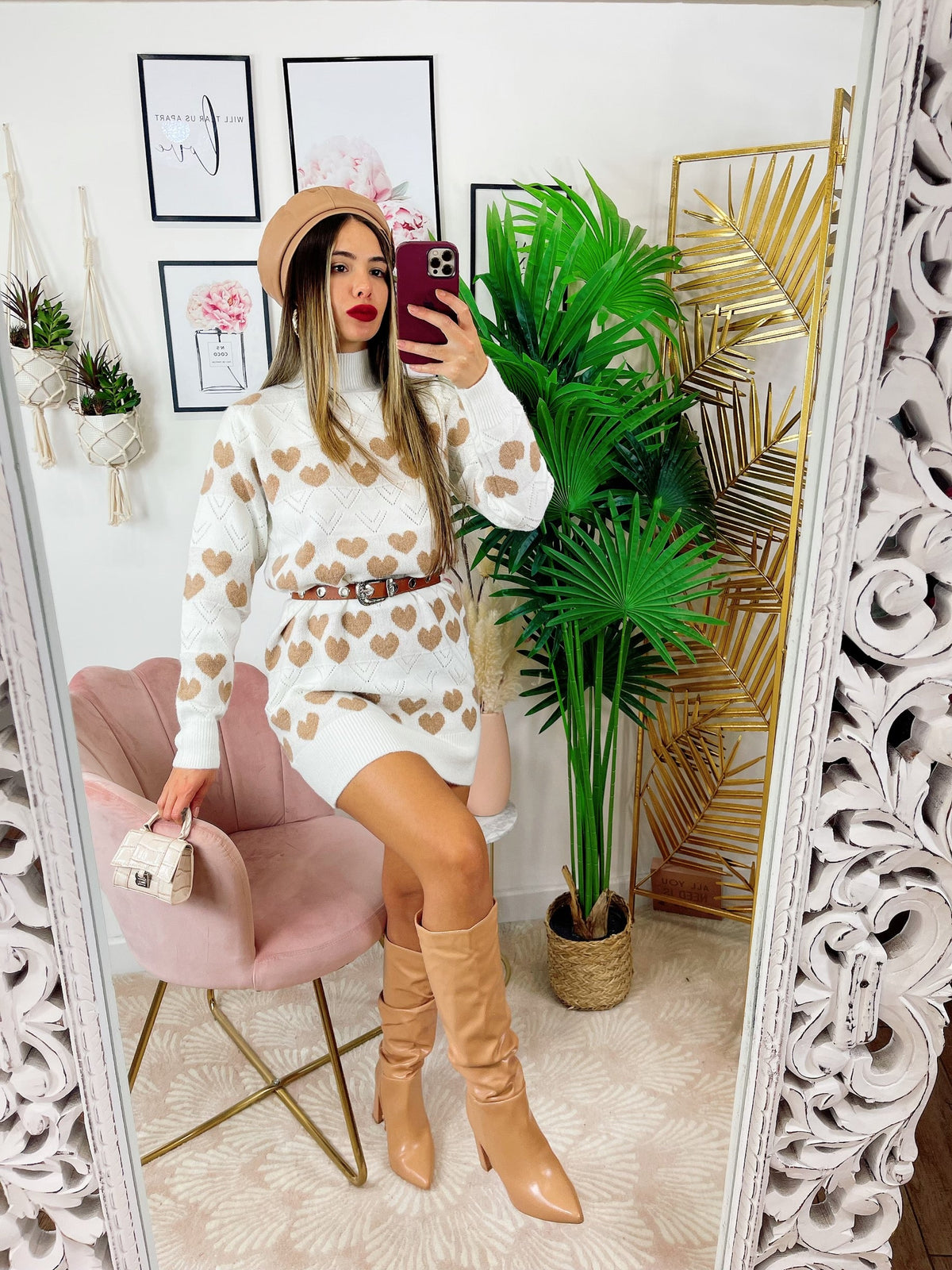 Maxi maglione Bianco a cuori