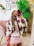 Giacchino a quadri con zip peonia