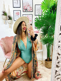 Kimono in seta etnico colori pescati