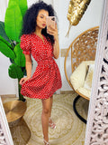 Abito a cuori rosso con cintura