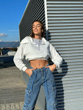 T-shirt più felpa crop bianco