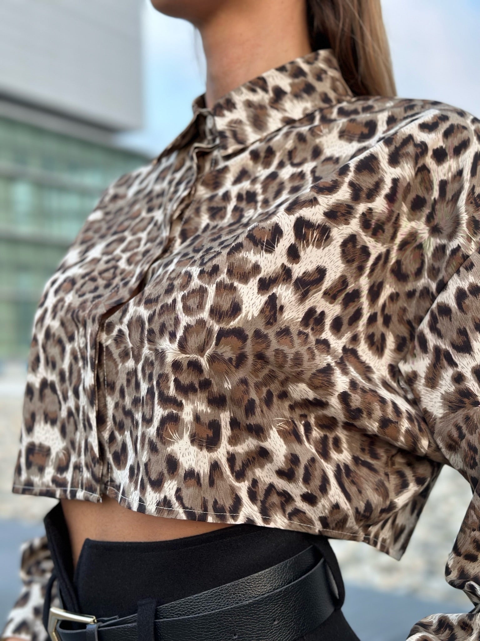 Camicia crop animalier